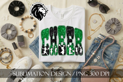 Glitter Sequins Cheer Sublimation Design PNG | Green Black Product Image 5