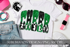 Glitter Sequins Cheer Sublimation Design PNG | Green Black Product Image 6