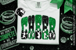 Glitter Sequins Cheer Sublimation Design PNG | Green Black Product Image 1