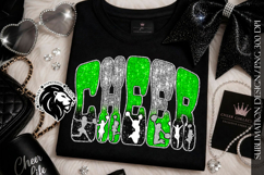 Cheer Sublimation Design PNG | Green Black Silver Sequins Product Image 3
