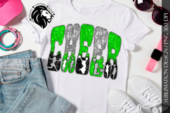 Cheer Sublimation Design PNG | Green Black Silver Sequins Product Image 2