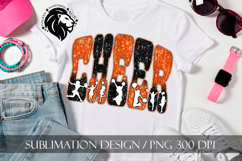 Glitter Sequins Cheer Sublimation Design PNG | Orange Black Product Image 2
