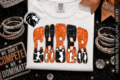 Glitter Sequins Cheer Sublimation Design PNG | Orange Black Product Image 1