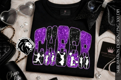 Glitter Sequins Cheer Sublimation Design PNG | Purple Black Product Image 7