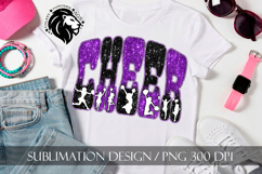 Glitter Sequins Cheer Sublimation Design PNG | Purple Black Product Image 4
