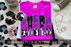 Glitter Sequins Cheer Sublimation Design PNG | Purple Black Product Image 5