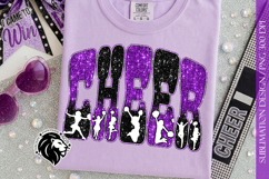 Glitter Sequins Cheer Sublimation Design PNG | Purple Black Product Image 1