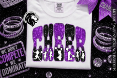 Glitter Sequins Cheer Sublimation Design PNG | Purple Black Product Image 6