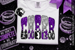 Cheer Sublimation Design PNG | Purple Black Silver Sequins Product Image 2
