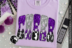 Cheer Sublimation Design PNG | Purple Black Silver Sequins Product Image 1
