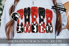 Glitter Sequins Cheer Sublimation Design PNG | Red Black Product Image 3