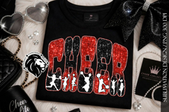 Glitter Sequins Cheer Sublimation Design PNG | Red Black Product Image 1