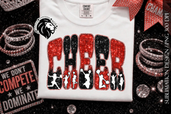 Glitter Sequins Cheer Sublimation Design PNG | Red Black Product Image 7