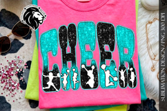 Glitter Sequins Cheer Sublimation Design PNG | Teal Black Product Image 3