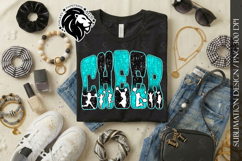 Glitter Sequins Cheer Sublimation Design PNG | Teal Black Product Image 6