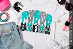 Glitter Sequins Cheer Sublimation Design PNG | Teal Silver Product Image 3