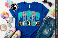 Glitter Sequins Cheer Sublimation Design PNG | Teal Silver Product Image 4