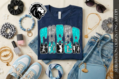 Glitter Sequins Cheer Sublimation Design PNG | Teal Silver Product Image 2