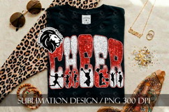 Glitter Sequins Cheer Sublimation Design PNG | Red Product Image 3
