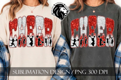Glitter Sequins Cheer Sublimation Design PNG | Red Product Image 4