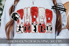 Glitter Sequins Cheer Sublimation Design PNG | Red Product Image 5