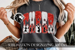 Glitter Sequins Cheer Sublimation Design PNG | Red Product Image 6
