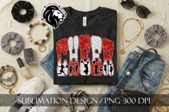 Glitter Sequins Cheer Sublimation Design PNG | Red Product Image 7