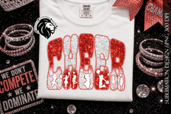 Glitter Sequins Cheer Sublimation Design PNG | Red White Product Image 10