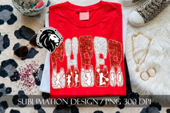 Glitter Sequins Cheer Sublimation Design PNG | Red White Product Image 4
