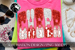Glitter Sequins Cheer Sublimation Design PNG | Red White Product Image 5