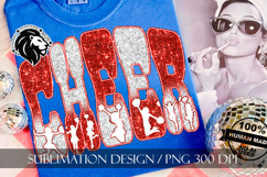 Glitter Sequins Cheer Sublimation Design PNG | Red White Product Image 7