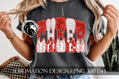 Glitter Sequins Cheer Sublimation Design PNG | Red White Product Image 8