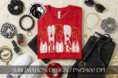 Glitter Sequins Cheer Sublimation Design PNG | Red White Product Image 2