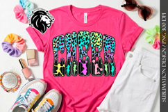 Leopard Cheer Sublimation Design PNG | Neon Colorful Product Image 3