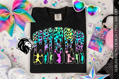 Leopard Cheer Sublimation Design PNG | Neon Colorful Product Image 4