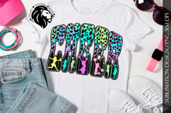 Leopard Cheer Sublimation Design PNG | Neon Colorful Product Image 6