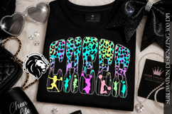 Leopard Cheer Sublimation Design PNG | Neon Colorful Product Image 1