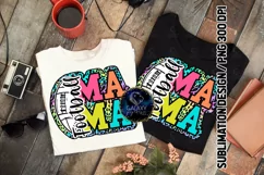 Football Mama Sublimation PNG | Colorful Leopard Doodle Product Image 1