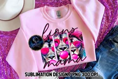 Lions Mama Sublimation PNG DTF, Brush Strokes, Pink Product Image 2
