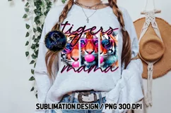 Tigers Mama Sublimation PNG DTF, Brush Strokes, Pink Product Image 1