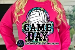 Volleyball Game day Sublimation Design PNG, Colorful Leopard Product Image 2