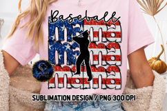 Patriotic Baseball Mama Sublimation PNG DTF, Flag USA Product Image 3