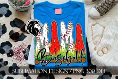 Baseball Mama Polka Dots Gold Stars Sublimation PNG Product Image 2