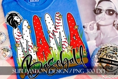 Baseball Mama Polka Dots Gold Stars Sublimation PNG Product Image 8