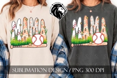 Peach Floral Baseball Mama Sublimation PNG Product Image 2