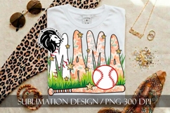 Peach Floral Baseball Mama Sublimation PNG Product Image 4