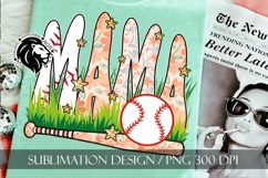 Peach Floral Baseball Mama Sublimation PNG Product Image 6