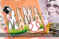 Peach Floral Baseball Mama Sublimation PNG Product Image 8