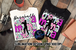 Floral Baseball Mama Sublimation PNG DTF, Pink Purple Product Image 3