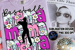 Floral Baseball Mama Sublimation PNG DTF, Pink Purple Product Image 2